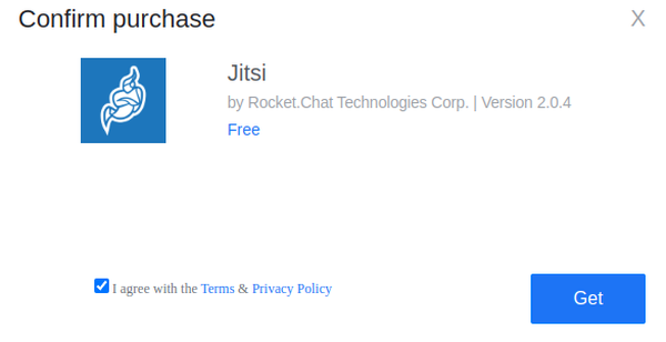 Install jitsi app in rocket chat