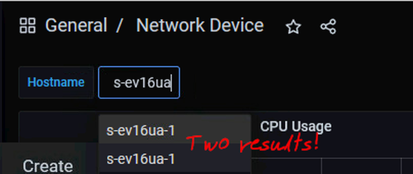 Grafana showing twice the same hostname as result