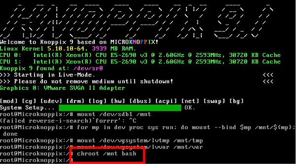 Knoppix chroot