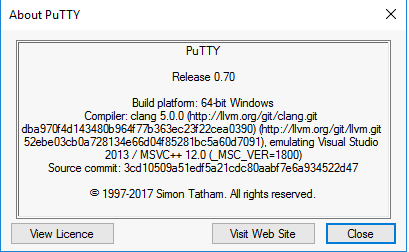 Putty version 0.70