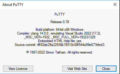 Putty version 0.78