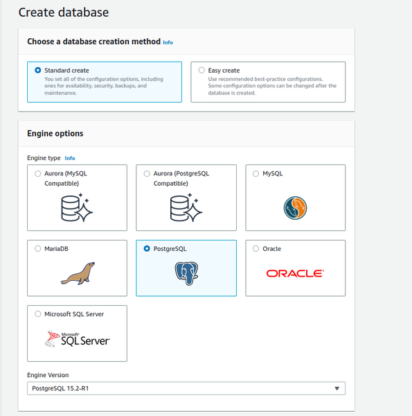 Create PostgreSQL instance in AWS RDS