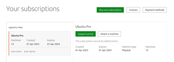 Ubuntu Pro subscription overview