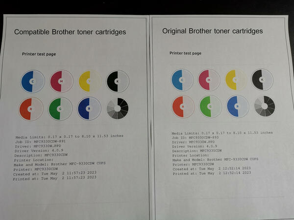 Compatible vs. original Brother toner cartridges MFC 9330 CDW