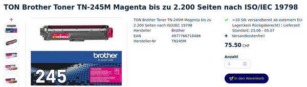 Original Brother Toner Cartridge TN-245M