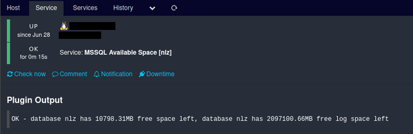 MSSQL available space recovery in monitoring