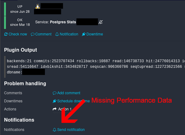 No performance data in Icinga 2 using check_postgres database statistics