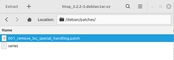 htop deb package contains a patch