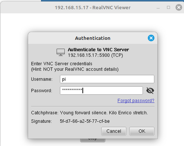 RealVNC VNC connection to Raspberry Pi with wayvnc Server