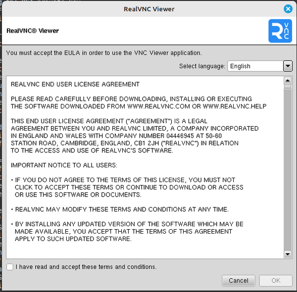 RealVNC Eula