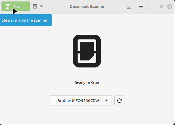 Document Scanning using Document Scanner in Linux Mint with Brother MFC-9330CDW