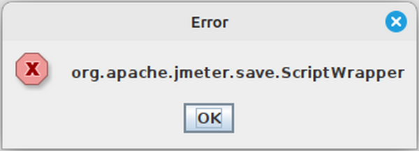 JMeter shows an error when trying to open an existing jmx config