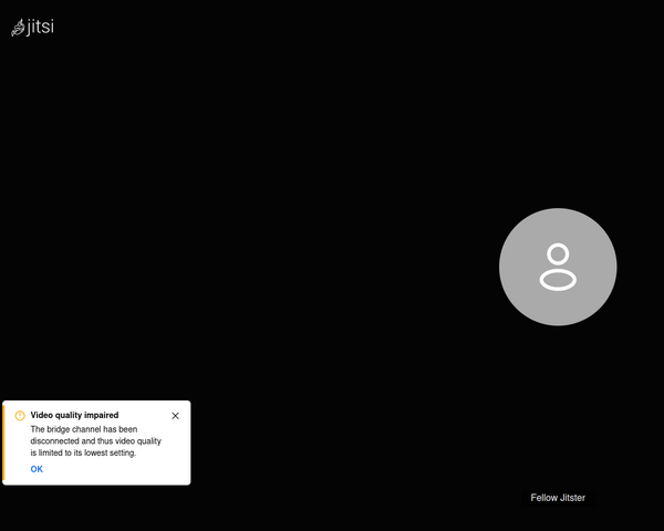 Jitsi conference call not working, warning showing video quality impaired