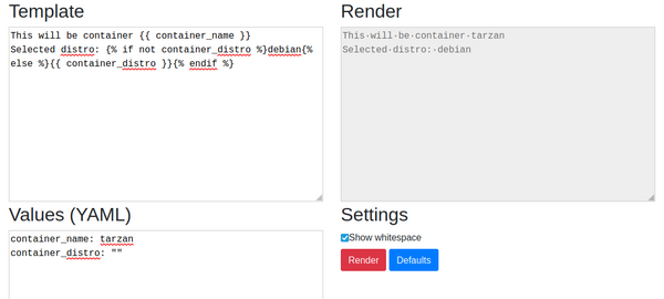 jinja2 live parser showing default value for an empty string