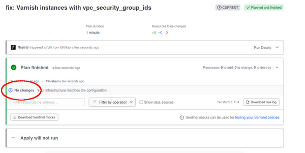No changes detected after switching to vpc_security_group_ids