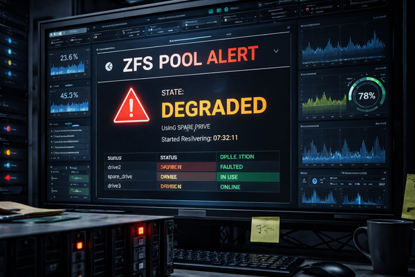 Detect and alert when a spare drive is in use in a ZFS Pool
