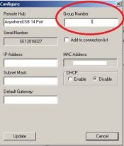 AnywhereUSB Software Group Number