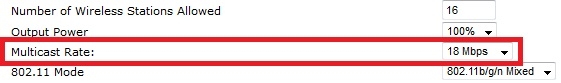High Multicast Rate causing slow WiFi
