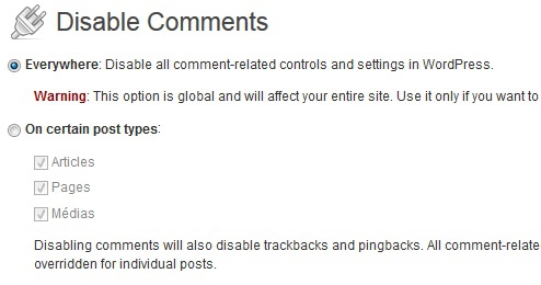 Wordpress Disable Comments