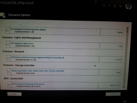 HP Intelligent Provisioning old firmware suggested