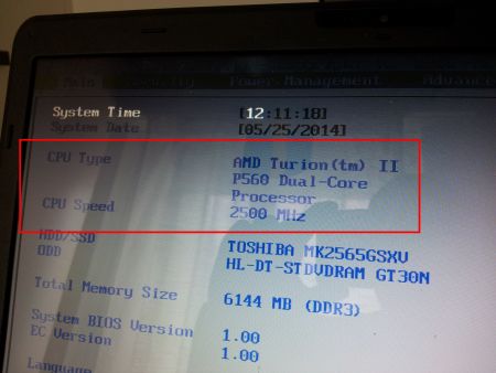 Toshiba C660D new CPU in BIOS