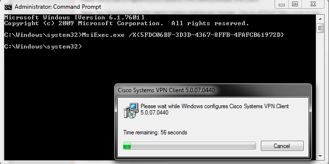 Cisco VPN Client manual uninstall