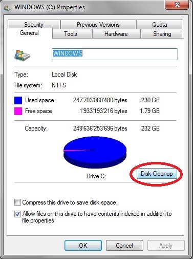 Disk Cleanup Windows C drive