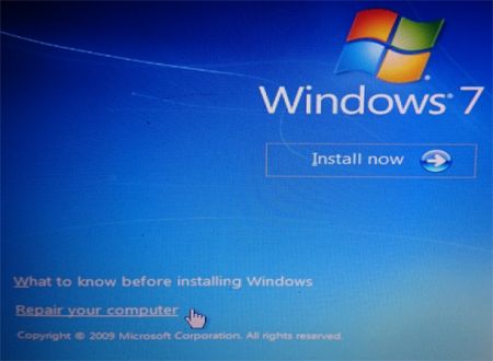 Windows 7 repair your computer
