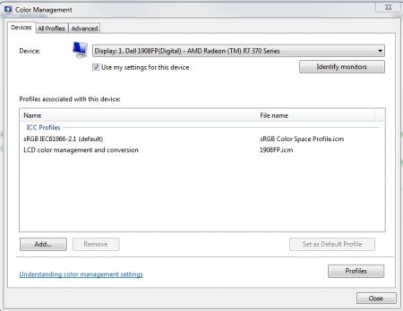 Windows 7 color management