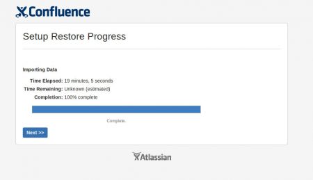 Confluence Restore Progress Complete