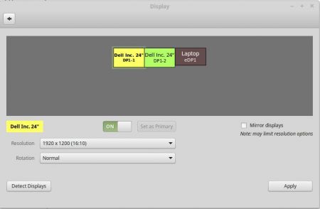 Linux Mint Cinnamon Display Settings