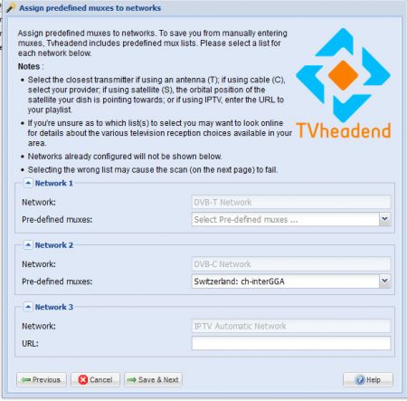 tvheadend setup wizard