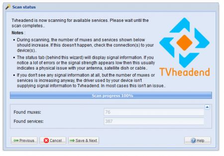 TVheadend setup wizard