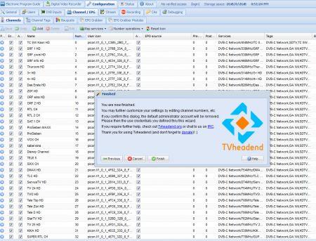 tvheadend setup wizard