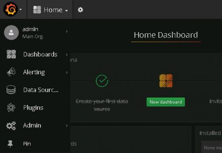 Grafana menu