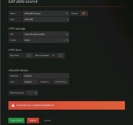 Grafana data source error network error