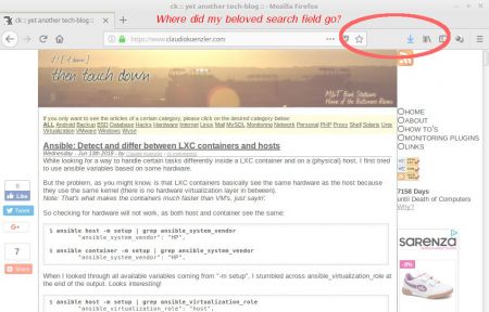 Search field in Firefox gone
