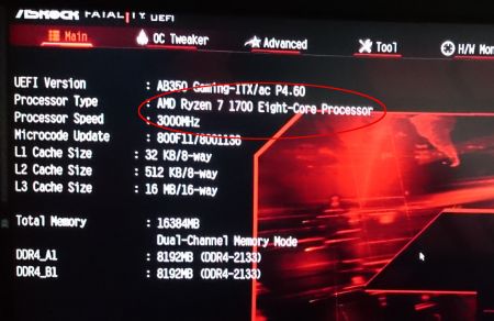 ASRock AB350 Bios Ryzen 1700