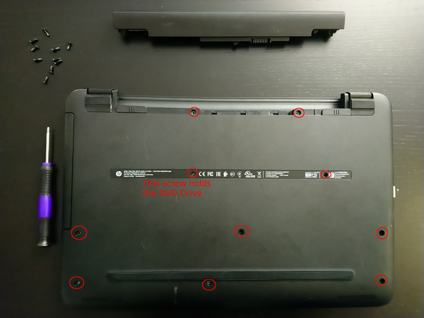 HP 250 G5 Notebook screws