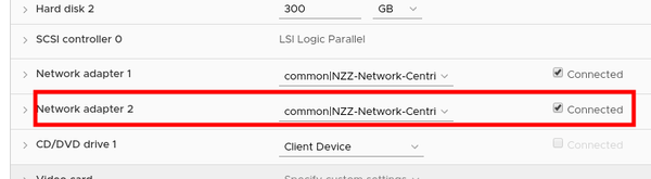 Additional virtual nic in VMware VM settings