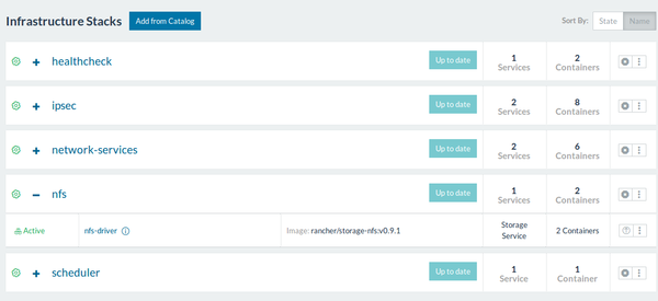 Rancher 1.6 Infrastructure Stacks NFS nfs-driver service