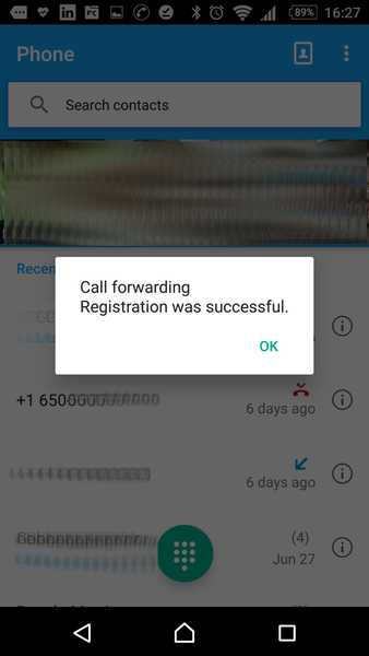 Android call forwarding setting changed