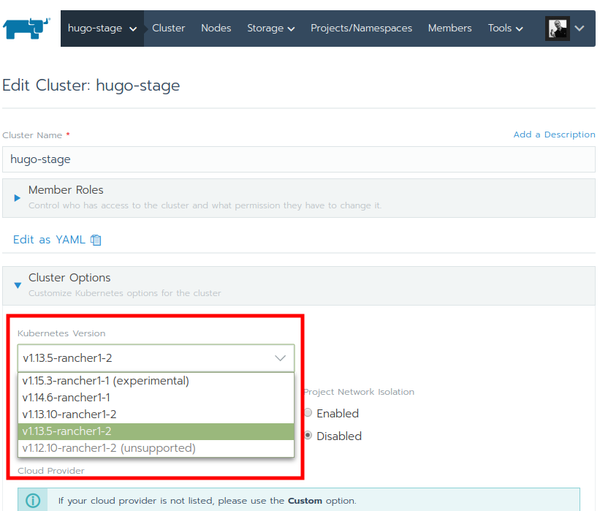 Rancher 2 child cluster upgrade Kubernetes