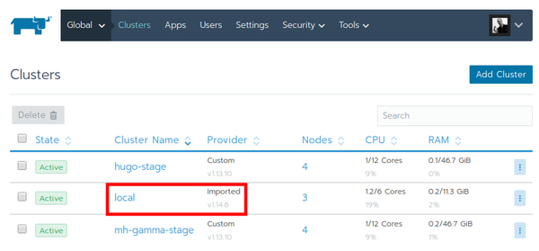 Rancher 2 local cluster Kubernetes upgraded