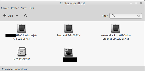 Linux Mint System Settings Printers