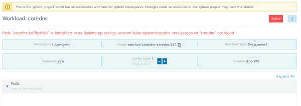 CoreDNS deployment failed