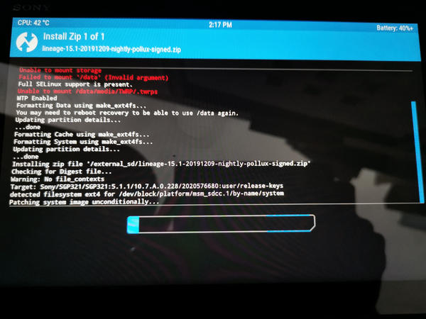 TWRP Installing lineageos