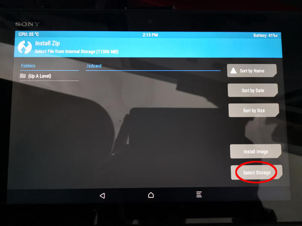 TWRP select storage