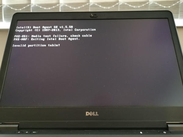 Invalid Partition Table error on boot