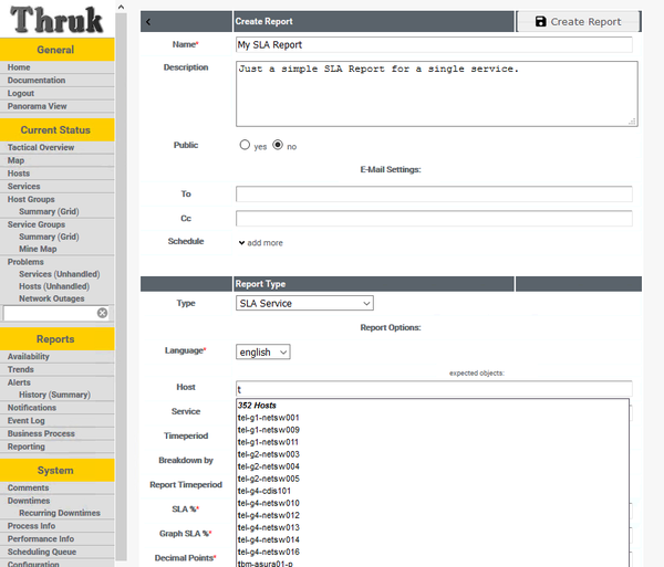 Thruk: Create SLA report with Icinga 2 monitoring